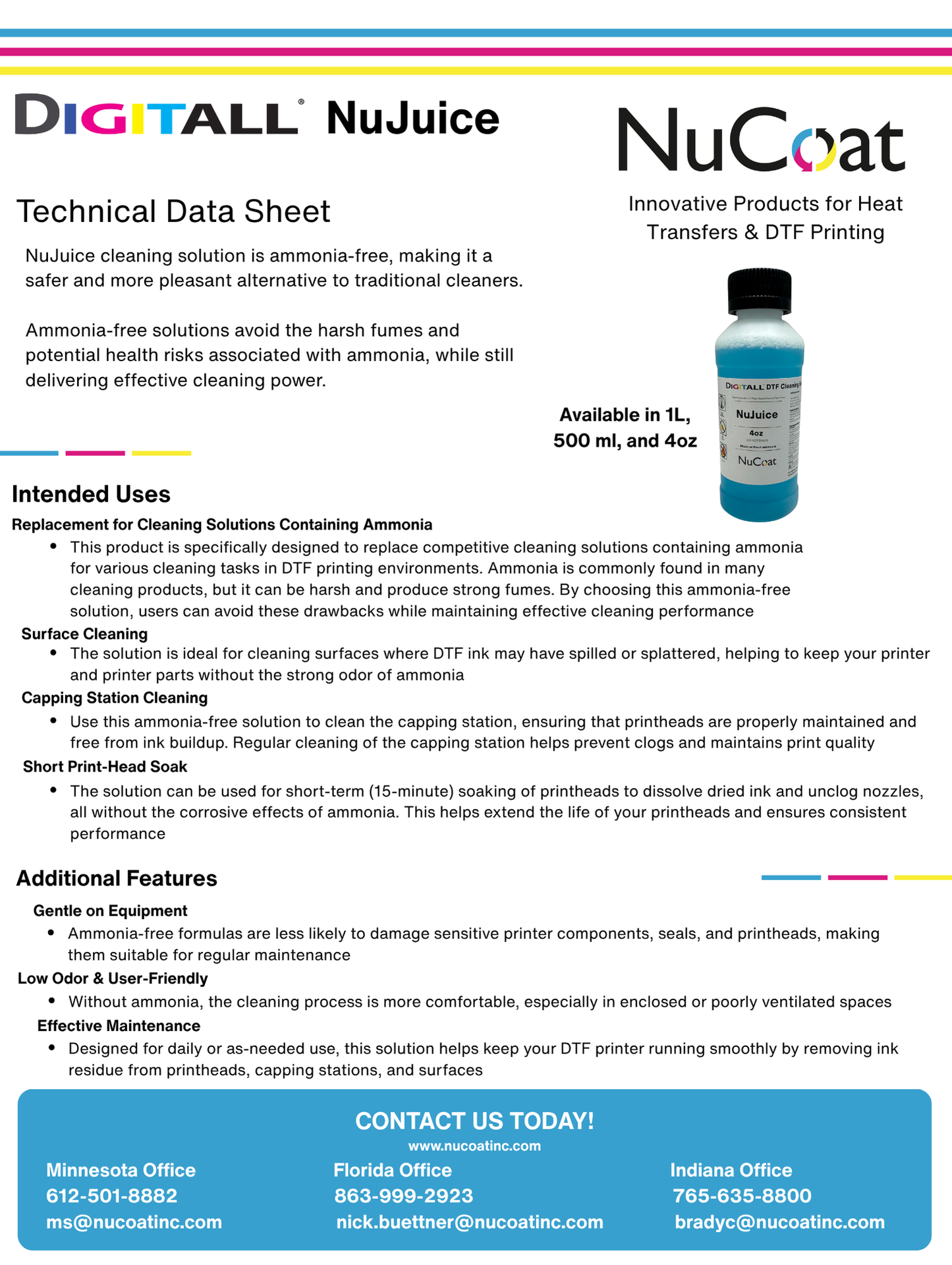 NuJuice DTF Cleaning Solution 0.5 Liter Bottle