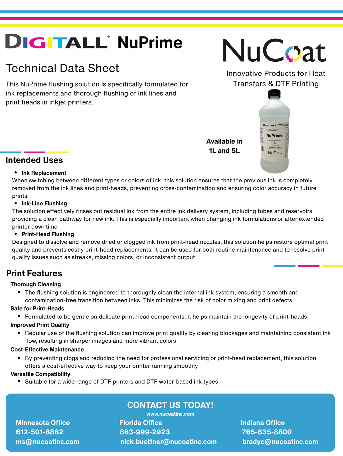 NuPrime DTF Flushing Solution 1 Liter Bottle